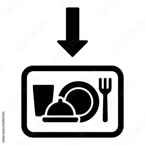 Tray return station – food court tray and food scrap return icon
