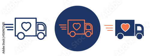 Set of pixel perfect colored Deliver icon, 1 Silhouette, 1 unexpanded, Delivery symbol for fast shipment services.