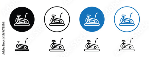 Set of pixel perfect colored Elliptical bike icon copy, 1 Silhouette, 1 unexpanded, Elliptical trainer symbol for aerobic workouts.
