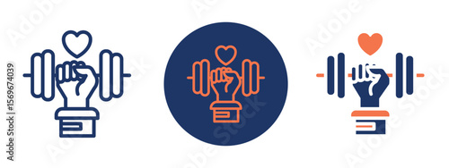 Set of pixel perfect colored Fitness icon, 1 Silhouette, 1 unexpanded, Workout symbol promoting a healthy lifestyle.