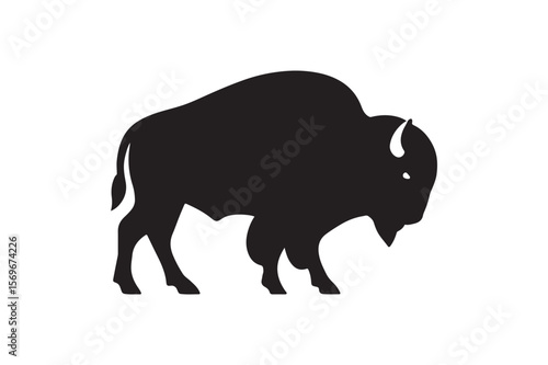 bison silhouette vector art illustration on white background