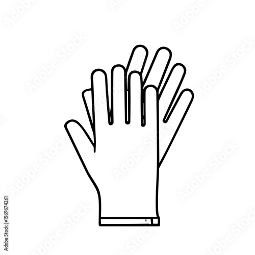 A pair of simple line-drawn gloves, neatly stacked, suggesting cleanliness and protection.
