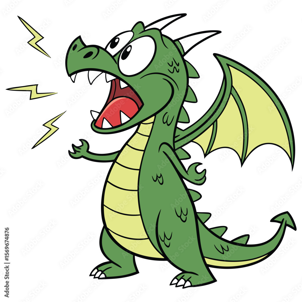 Fototapeta premium cartoon Dragon design for logo, t-shirt, tattoo, cards illustration vector design.