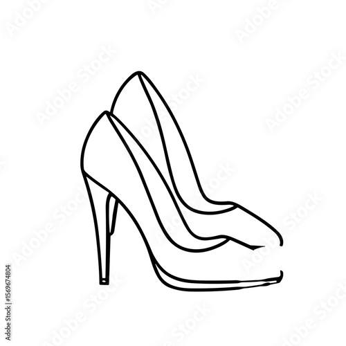 Simple line drawing of a pair of high heeled shoes.