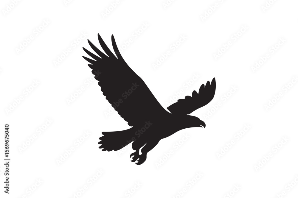 Obraz premium eagle in flight silhouette vector art illustration on white background