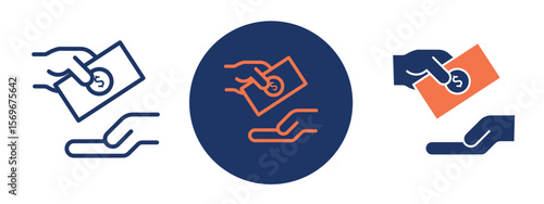 Set of pixel perfect colored Payment icon, 1 Silhouette, 1 unexpanded, Hand with card and dollar symbol representing payments and transactions.