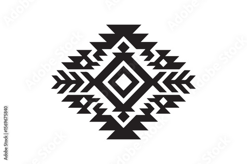 indigenous blanket pattern silhouette vector art illustration on white background