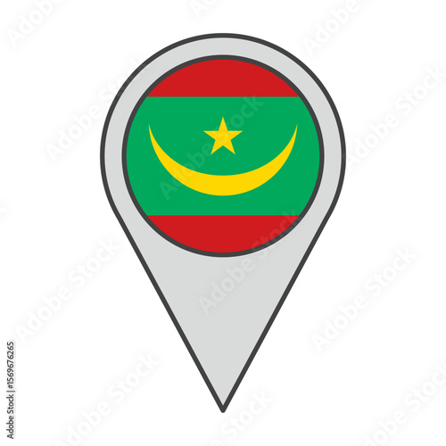 Free Download Vector illustration of a geolocation tag colored with the flag of Mauritania - GFXLoad