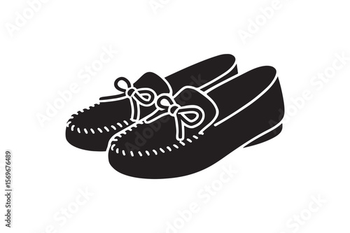moccasins silhouette vector art illustration on white background
