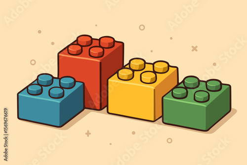 Building blocks as business infographic. Metaphor for growth, strategy, foundation, teamwork. Development process steps. Construction concept. Modern flat cartoon vector design.