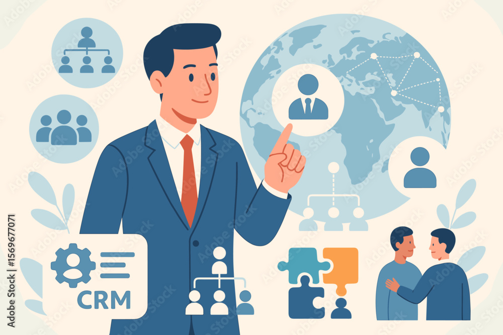Human resource management, businessman selecting effective personnel, recruitment, organizational structure, leadership, team building, CRM, customer relationship, global business Human resource management, businessman selecting effective personnel, recruitment, organizational structure, leadership, team building, CRM, customer relationship, global business