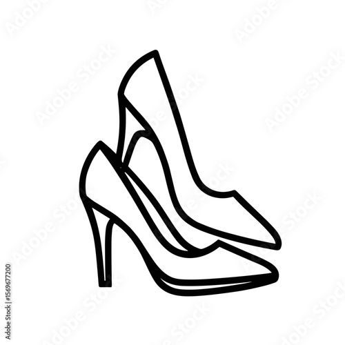 Elegant high-heeled pumps, stylish footwear, simple line art.