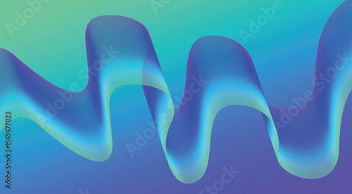 Wavy Blend Abstract Curved Background Blue Cyan Colorful Design Vector Illustration
