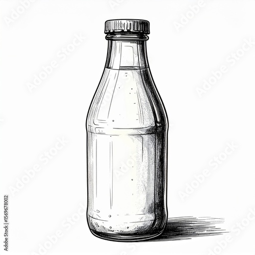 Wallpaper Mural Monochrome Illustration of Glass Milk Bottle Torontodigital.ca