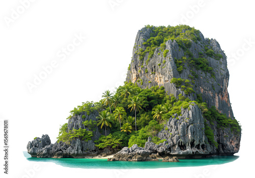 Wallpaper Mural A tropical rock island with lush vegetation isolated on transparent background in phuket, thailand Torontodigital.ca
