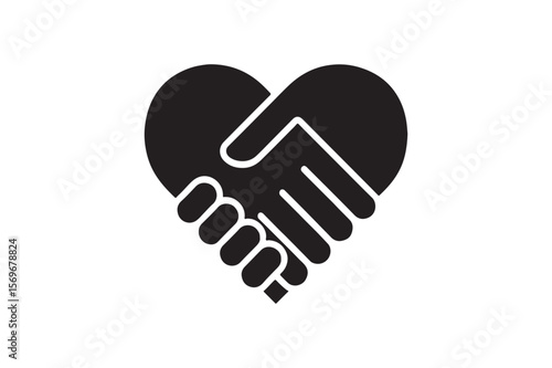 unity heart silhouette vector art illustration on white background