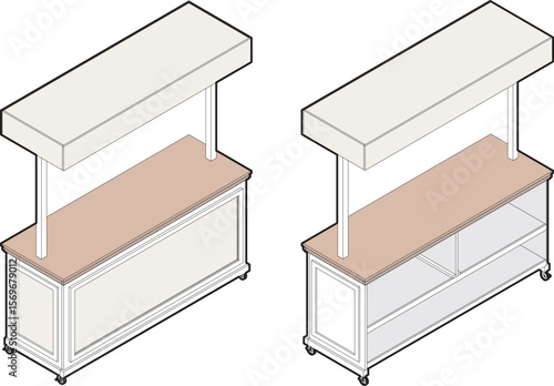 FOOD STALL ISOMETRIC VIEW - VECTOR