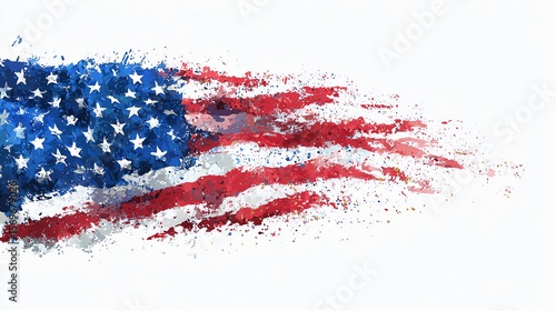 Watercolor Style American Flag Illustration for Independence Day Celebration
