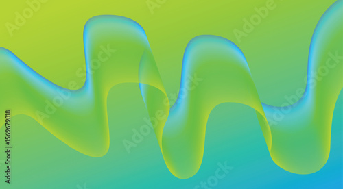 Wavy Blend Abstract Curved Background Green Cyan Colorful Design Vector Illustration