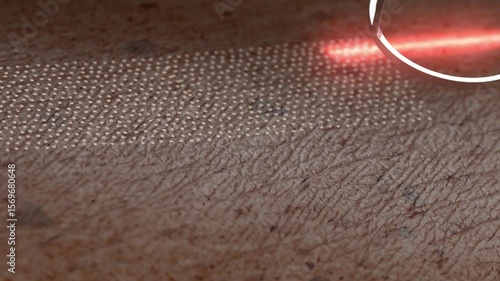 Old wrinkled skin surface laser resurfacing macro, 4k looped switch