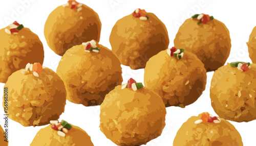  Laddu Indian dessert food isolated on transparent background