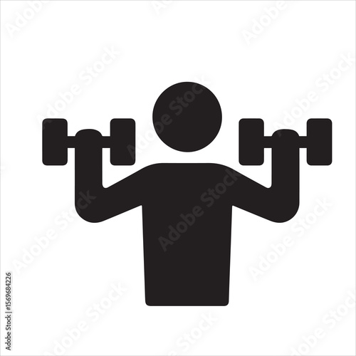 
 person lifting dumbbells in both hands vector icon
