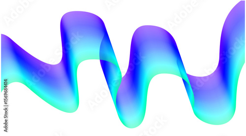 Wavy Blend Abstract Curved Blue Cyan Colorful Design Background Vector Illustration