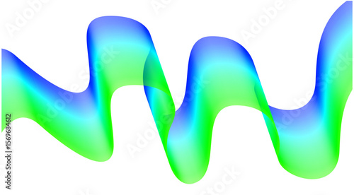 Wavy Blend Abstract Curved Green Cyan Colorful Design Background Vector Illustration