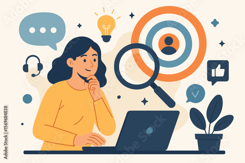 Know Your Customer KYC Concept. Target Audience Identification, Business Marketing Strategy, Customer Service, Social Media Engagement, Digital Communication, Market Research
