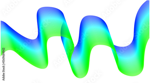 Wavy Blend Abstract Curved Green Cyan Colorful Design Background Vector Illustration