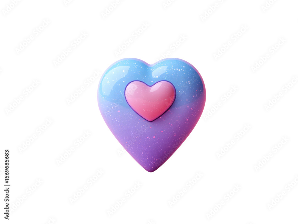 A heart with a pink and blue swirl is shown on a white background A heart with a pink and blue swirl is shown on a white background
