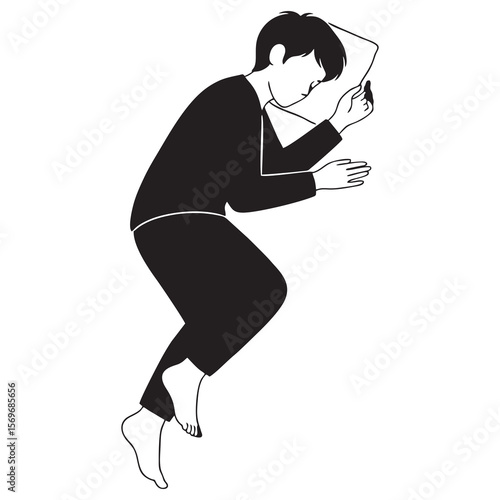 vector image illustration of a sleeping person silhouette on a white background