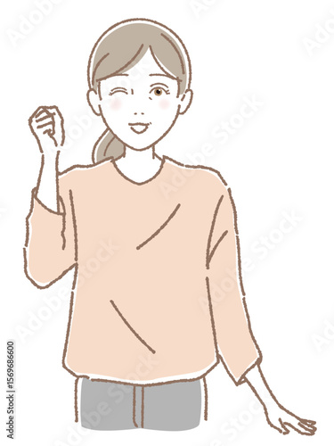拳をあげて応援する中高年女性