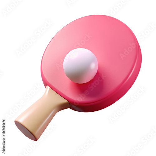 3d render illustration of isolated transparent ping pong with white ball icon
