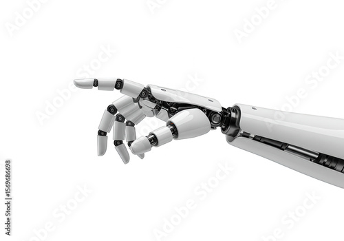 A robotic hand pointing isolated on transparent background