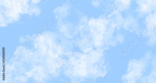 Clouds and sky watercolor  hand drawn  illustration. Abstract blue winter watercolor background. Sky pattern with snow. Light blue watercolour paper texture background.