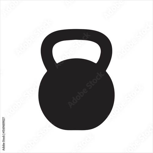 Kettlebell's Silhouette: A simple monochrome illustration of a classic kettlebell, a symbol of strength and fitness, isolated on a plain backdrop. Emphasizing the clean lines and powerful shape
