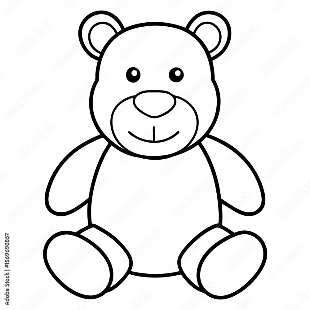 Fototapeta premium Cute Stuffed Friend Outline Vector
