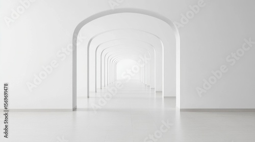 Minimalist hallway design featuring sleek lines  understated decor  and generous space for promotional text and branding opportunities