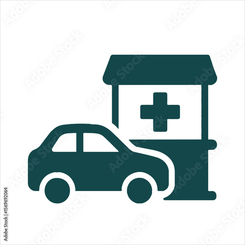 Drive-Thru Pharmacy Symbol: The symbol illustrates a drive-thru pharmacy, featuring a car and a building marked with a plus sign.