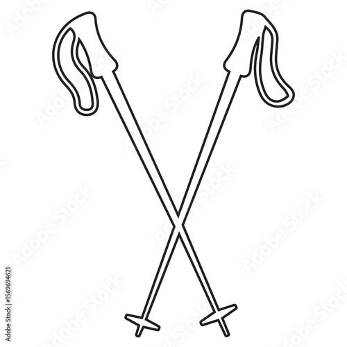 Trekking Poles Line icon