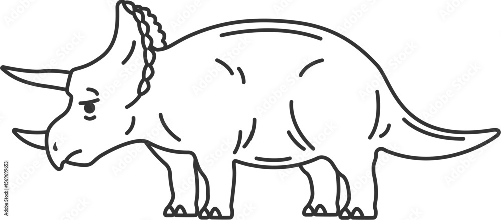 Fototapeta premium 恐竜のトリケラトプス（線画）のイラスト