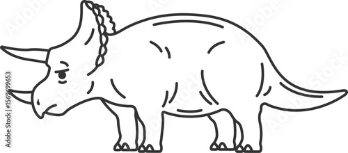 恐竜のトリケラトプス（線画）のイラスト
