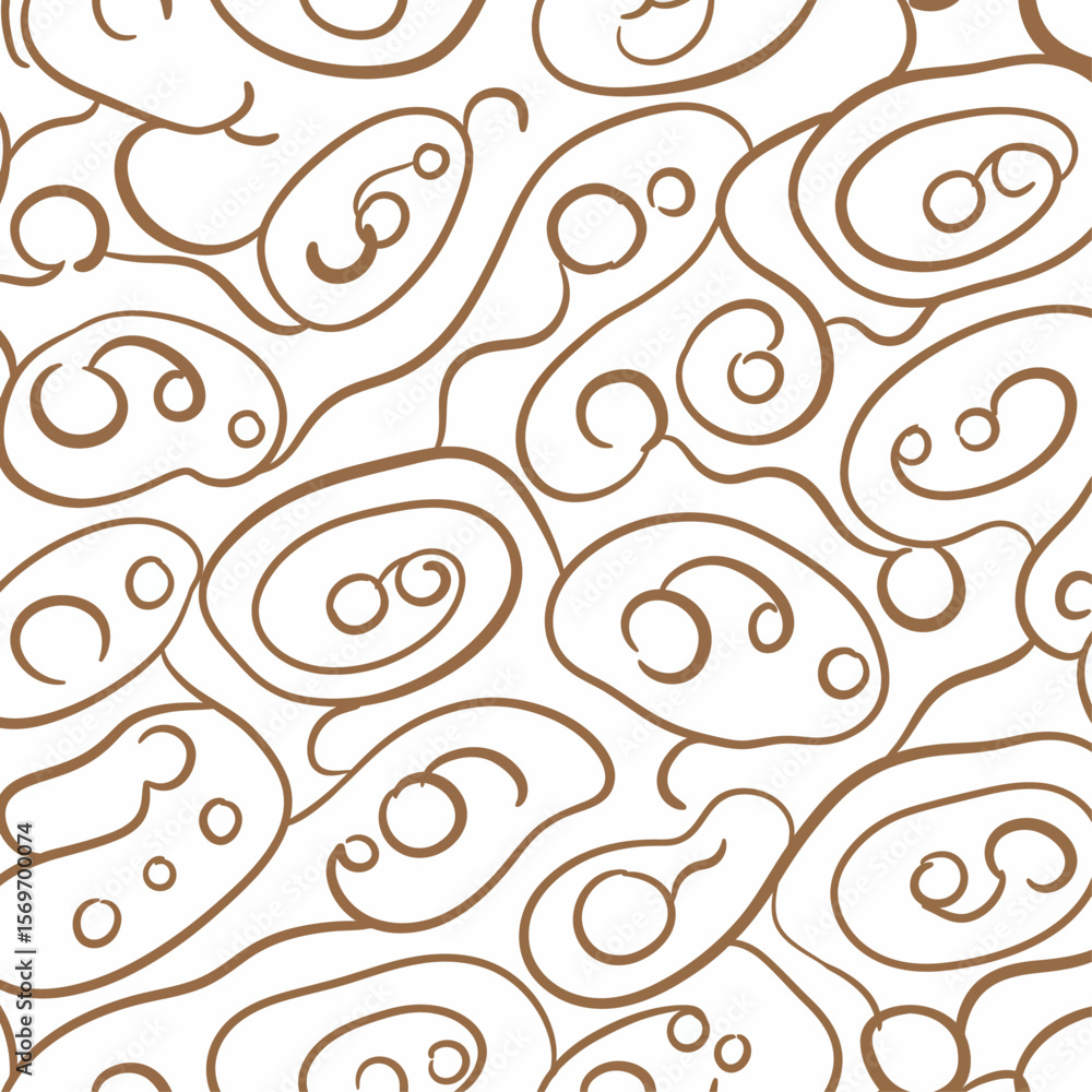 Abstract Brown Seamless Pattern - Organic Shapes on White Background Abstract Brown Seamless Pattern - Organic Shapes on White Background