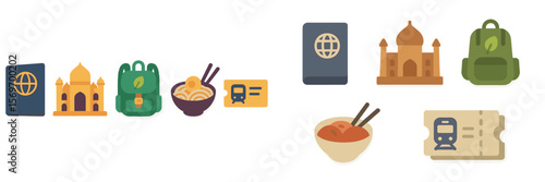 Travel essentials and cultural symbols for an enriching journey through stunning destinations and cuisines