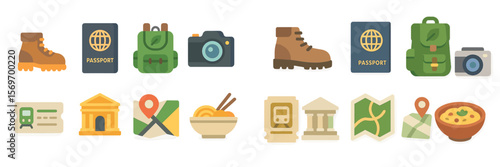 Travel essentials for adventure seekers including boots, backpacks, and navigation tools ready for exploration