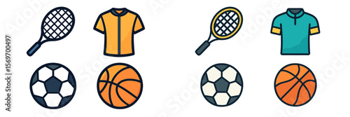 Sports equipment and apparel collection showcases various athletic gear ideal for training, games, and recreational activities