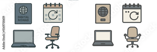 Digital nomad essentials for a flexible lifestyle featuring travel and work items