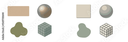 Visual representation of geometric shapes and organic forms arranged in a grid layout for educational purposes