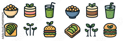 Colorful assortment of healthy snacks and drinks on a clean background showcasing fresh ingredients and vibrant flavors